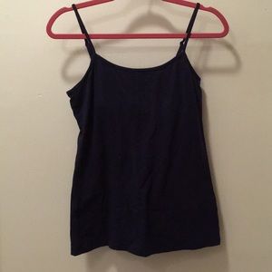 Navy tank top with built in bra